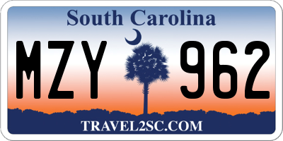 SC license plate MZY962