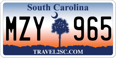 SC license plate MZY965