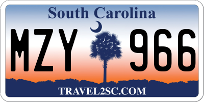 SC license plate MZY966