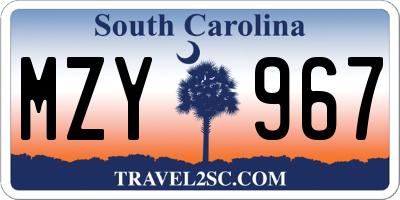 SC license plate MZY967