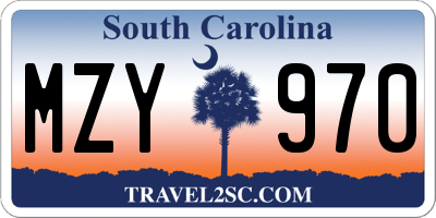 SC license plate MZY970