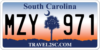 SC license plate MZY971