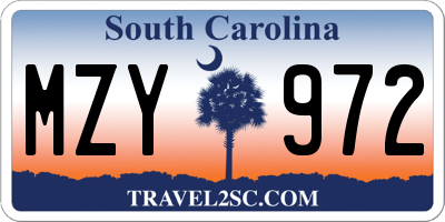 SC license plate MZY972