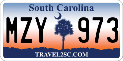 SC license plate MZY973