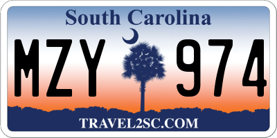 SC license plate MZY974