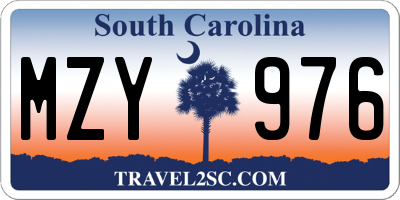 SC license plate MZY976