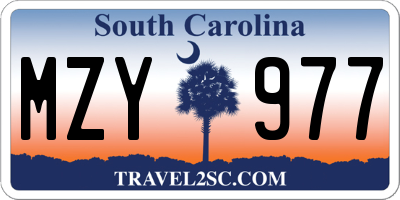 SC license plate MZY977