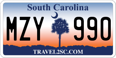 SC license plate MZY990