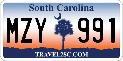 SC license plate MZY991
