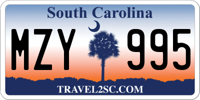 SC license plate MZY995