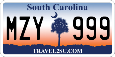 SC license plate MZY999