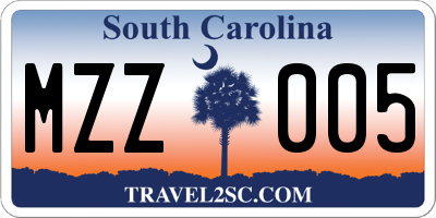 SC license plate MZZ005