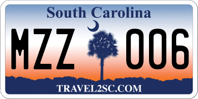 SC license plate MZZ006