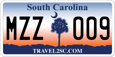 SC license plate MZZ009
