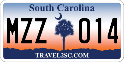 SC license plate MZZ014