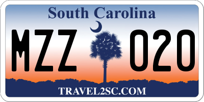 SC license plate MZZ020