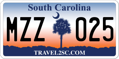 SC license plate MZZ025
