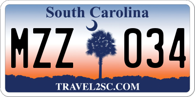 SC license plate MZZ034