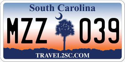 SC license plate MZZ039