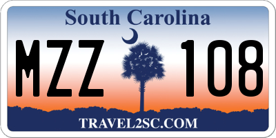 SC license plate MZZ108