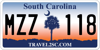 SC license plate MZZ118