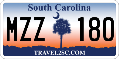 SC license plate MZZ180