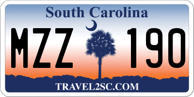SC license plate MZZ190