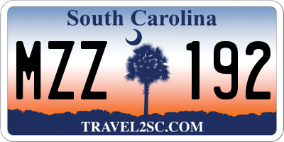 SC license plate MZZ192
