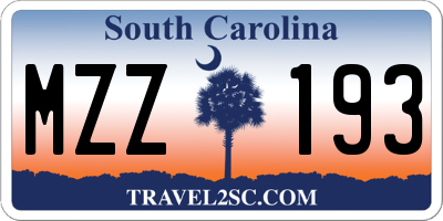 SC license plate MZZ193