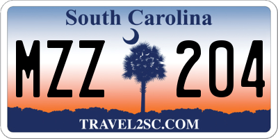 SC license plate MZZ204