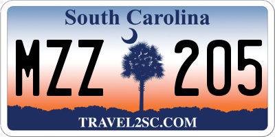 SC license plate MZZ205
