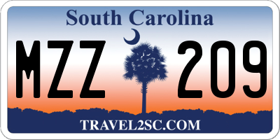 SC license plate MZZ209