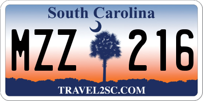 SC license plate MZZ216