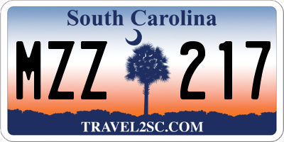 SC license plate MZZ217
