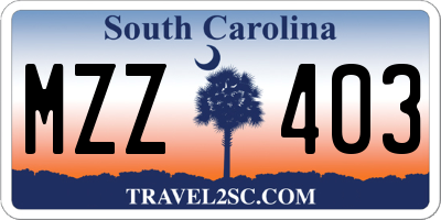 SC license plate MZZ403