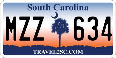 SC license plate MZZ634