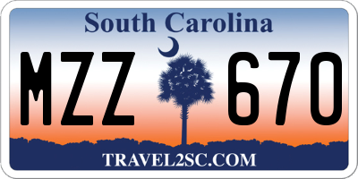 SC license plate MZZ670