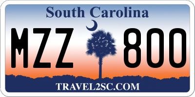 SC license plate MZZ800