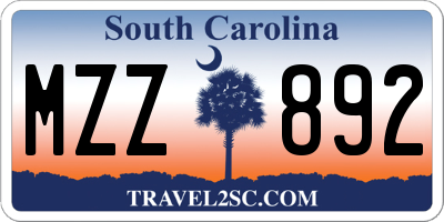 SC license plate MZZ892