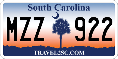 SC license plate MZZ922