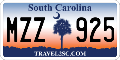 SC license plate MZZ925