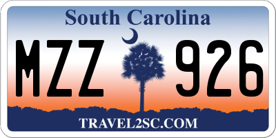 SC license plate MZZ926