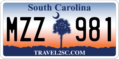 SC license plate MZZ981