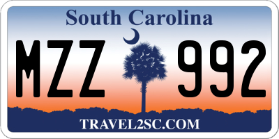 SC license plate MZZ992