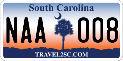 SC license plate NAA008