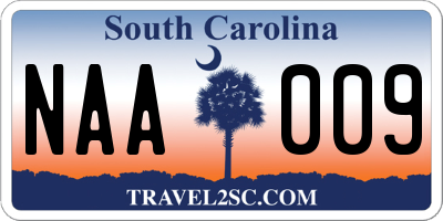 SC license plate NAA009