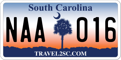 SC license plate NAA016