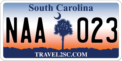SC license plate NAA023