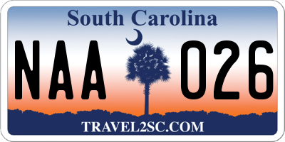 SC license plate NAA026