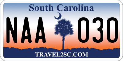 SC license plate NAA030